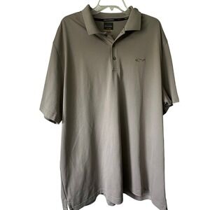 Greg‎ Norman Mens XXL Polo Shirt Dry Shark Logo Golf Casual Beige